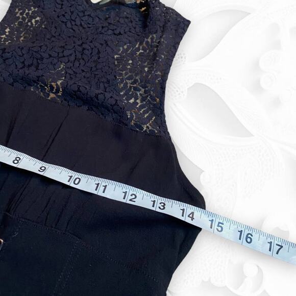 Intimately by Free People NWT Black Lace Cutout Corset Mock Neck Mini Dress M - Picture 9 of 13